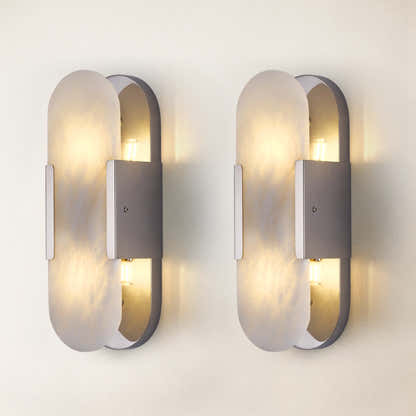 OpalEdge Alabaster Oval Wall Sconce 14"H#Finish_Silver