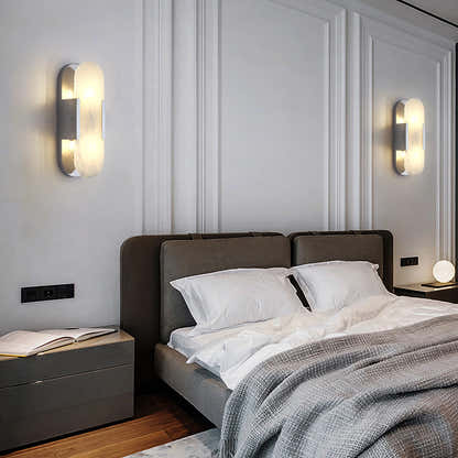 OpalEdge Alabaster Oval Wall Sconce 14"H#Finish_Silver