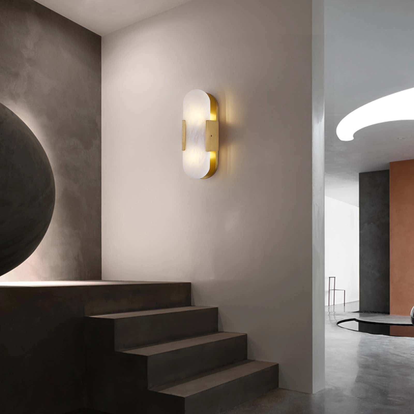 OpalEdge Alabaster Oval Wall Sconce 14"H#Finish_Gold