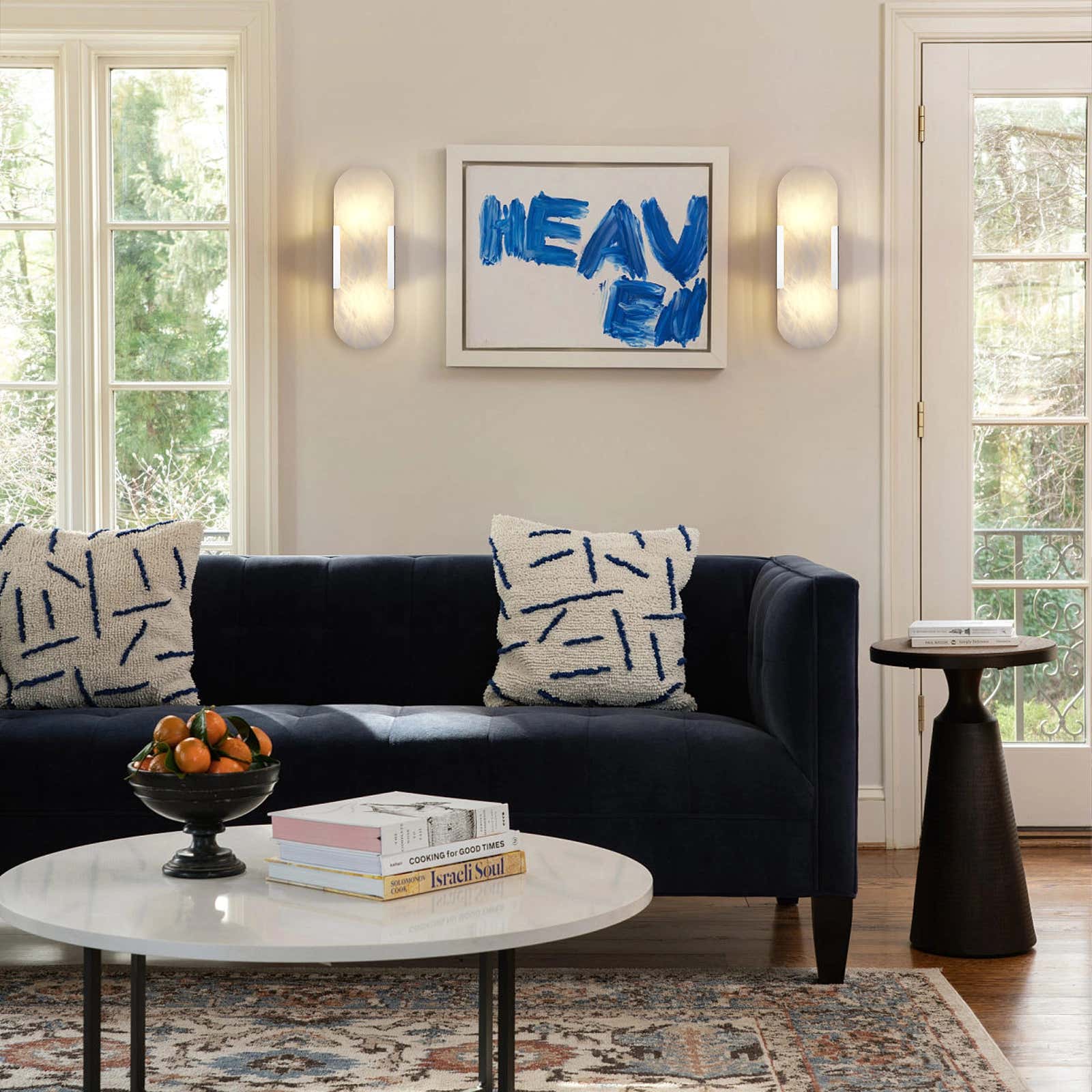 OpalEdge Alabaster Oval Wall Sconce 14"H#Finish_Silver