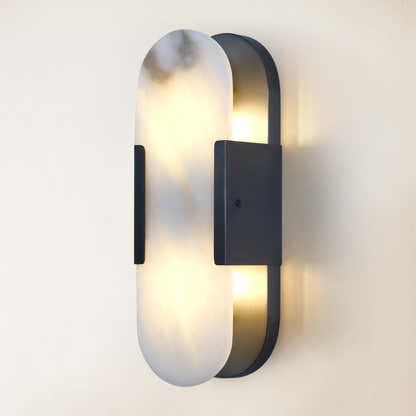 OpalEdge Alabaster Oval Wall Sconce 14"H#Finish_Black