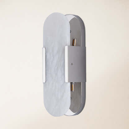 OpalEdge Alabaster Oval Wall Sconce 14"H#Finish_Silver
