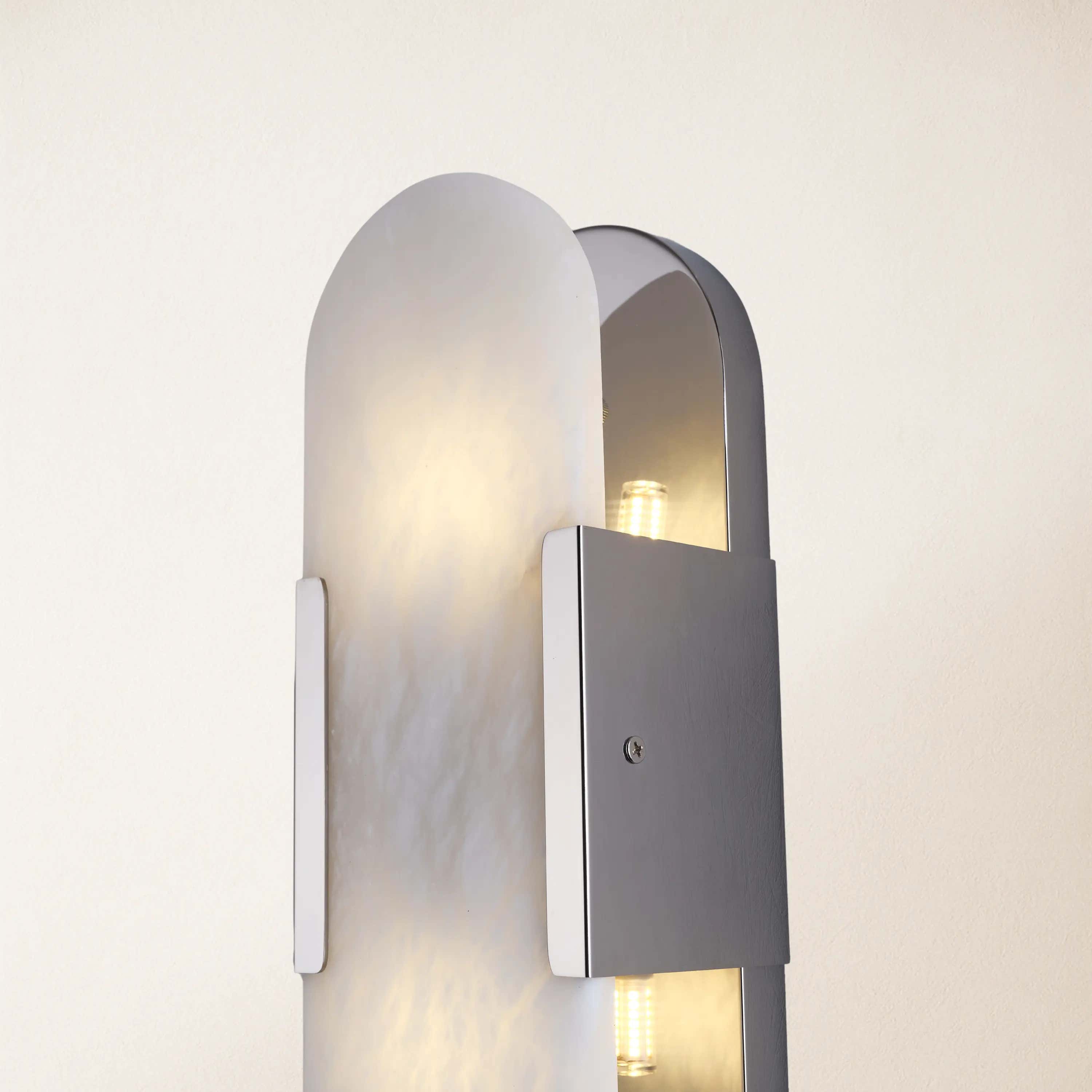 OpalEdge Alabaster Oval Wall Sconce 14"H#Finish_Silver