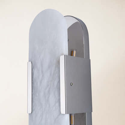 OpalEdge Alabaster Oval Wall Sconce 14"H#Finish_Silver