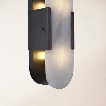 OpalEdge Alabaster Oval Wall Sconce 14"H#Finish_Black