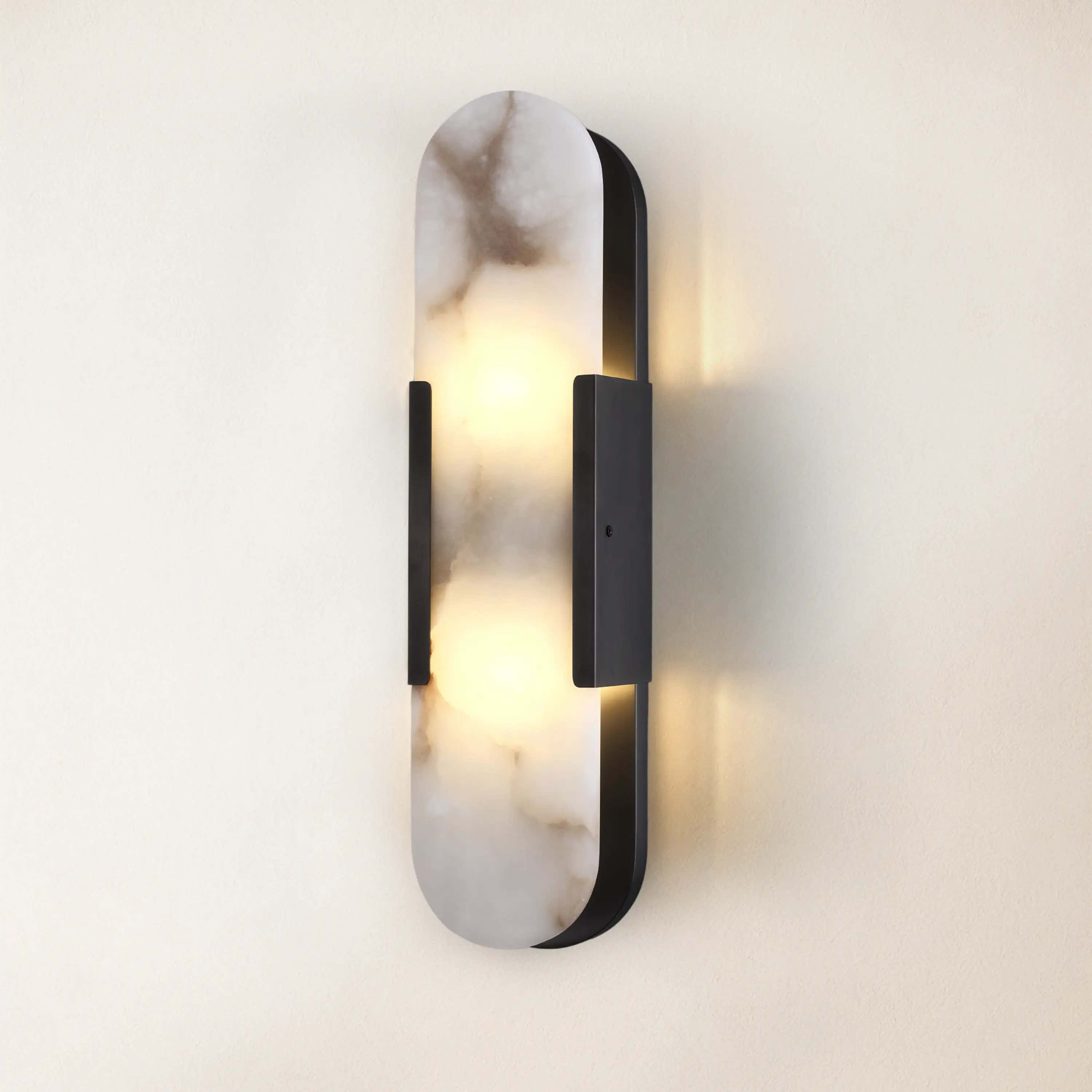 OpalEdge Alabaster Oval Wall Sconce 20"H#Finish_Black