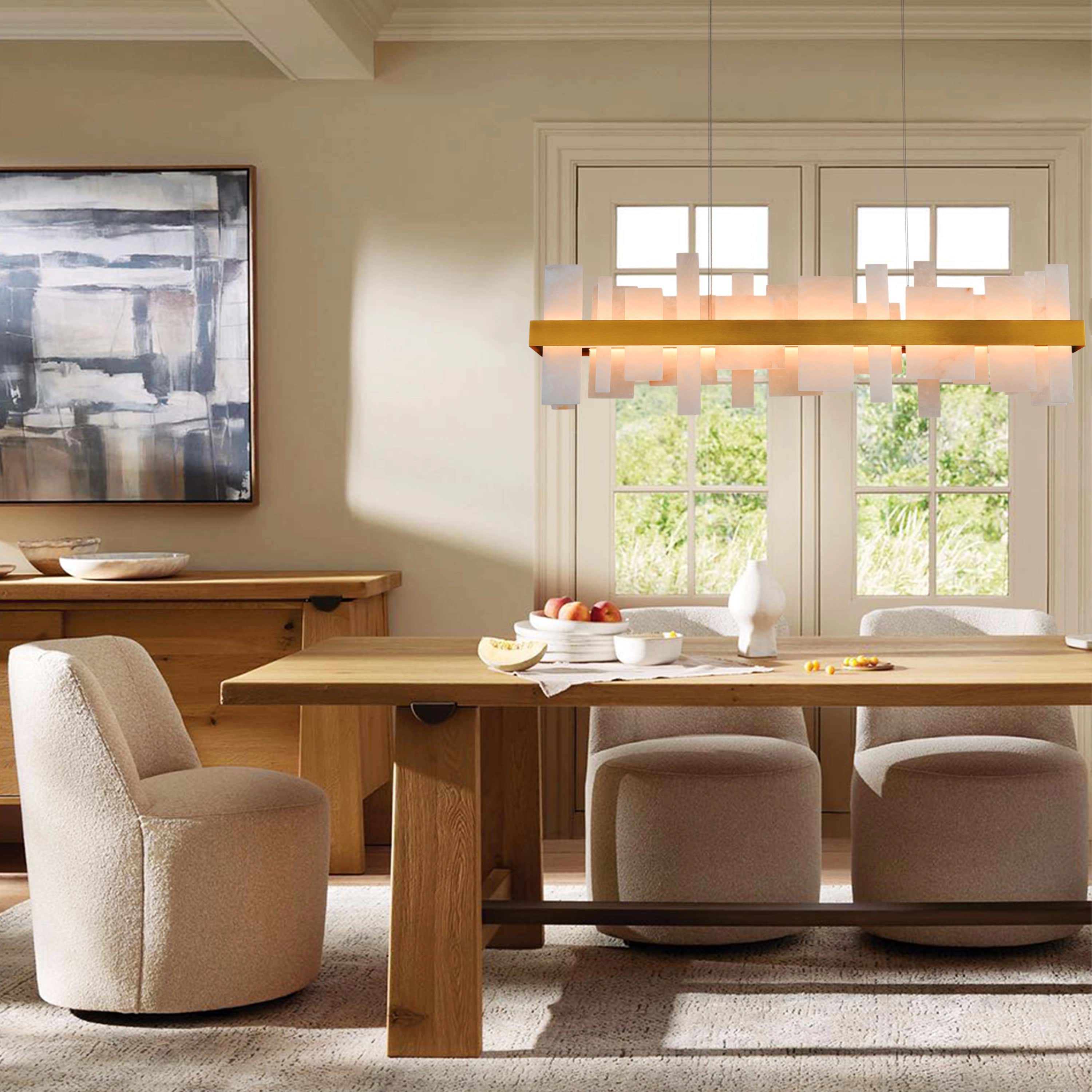 Nocturne Alabaster Rectangular Chandelier 48"