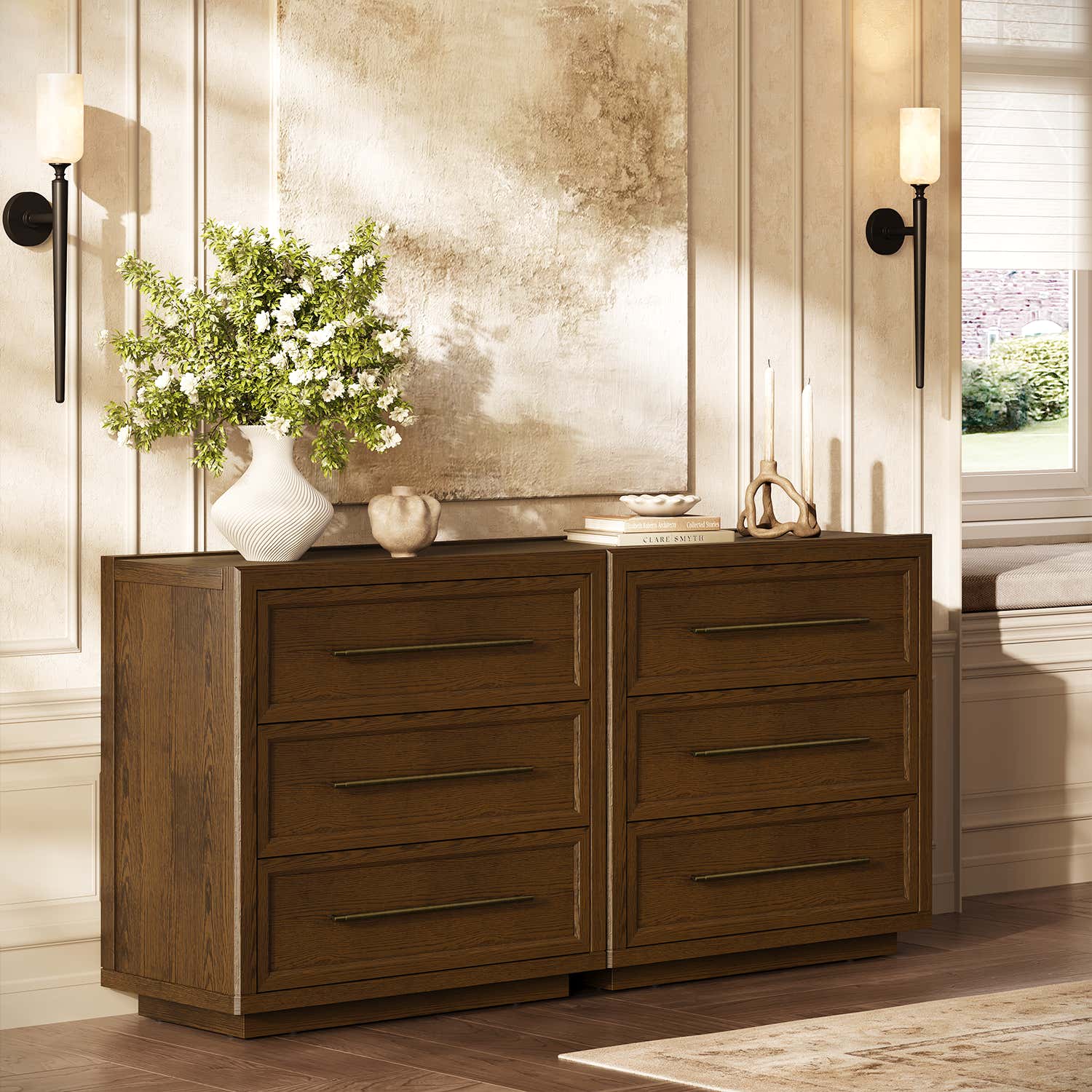 Alvar 63″ Eichenkommode mit 6 Schubladen (2er-Set)