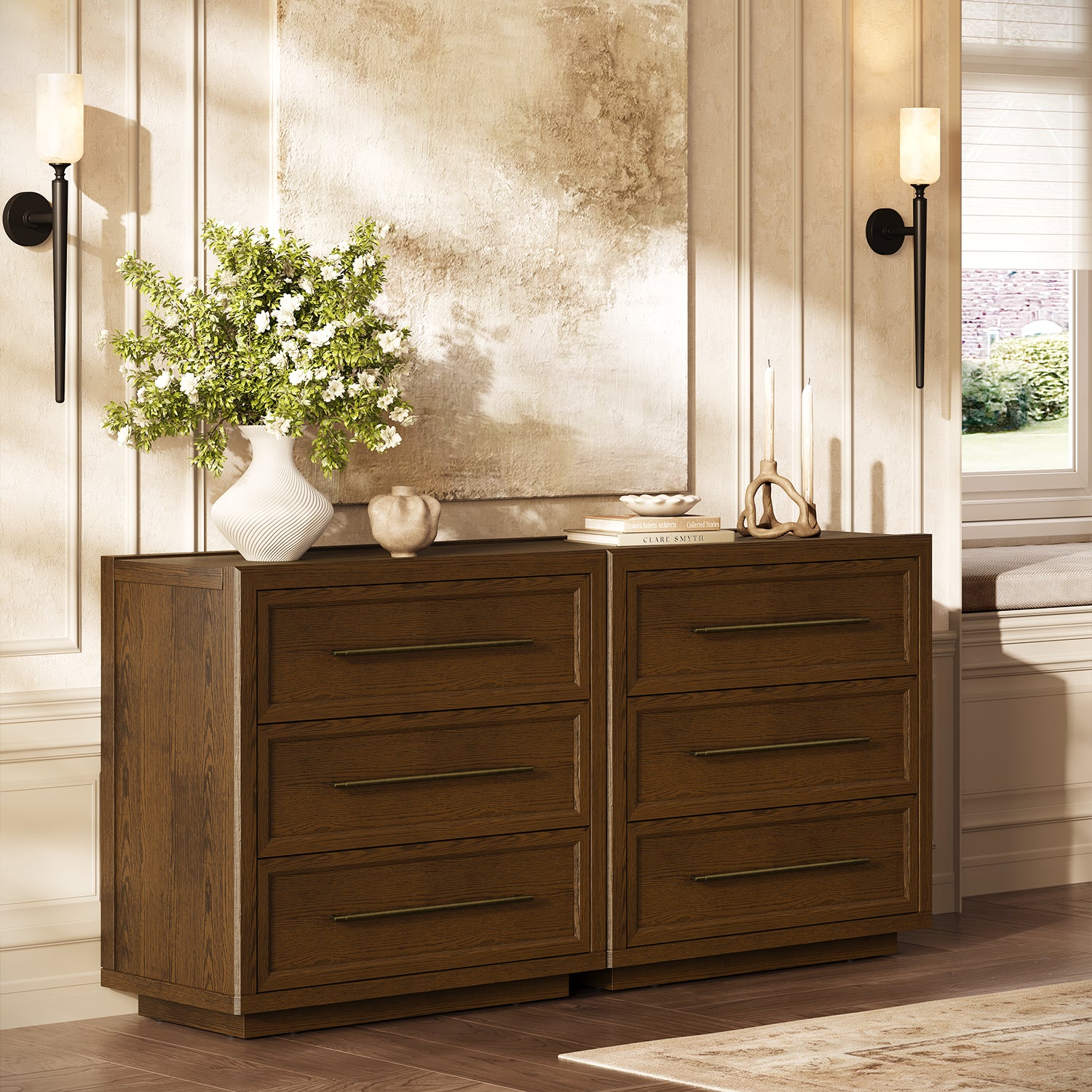 Alvar 63″ Eichenkommode mit 6 Schubladen (2er-Set)