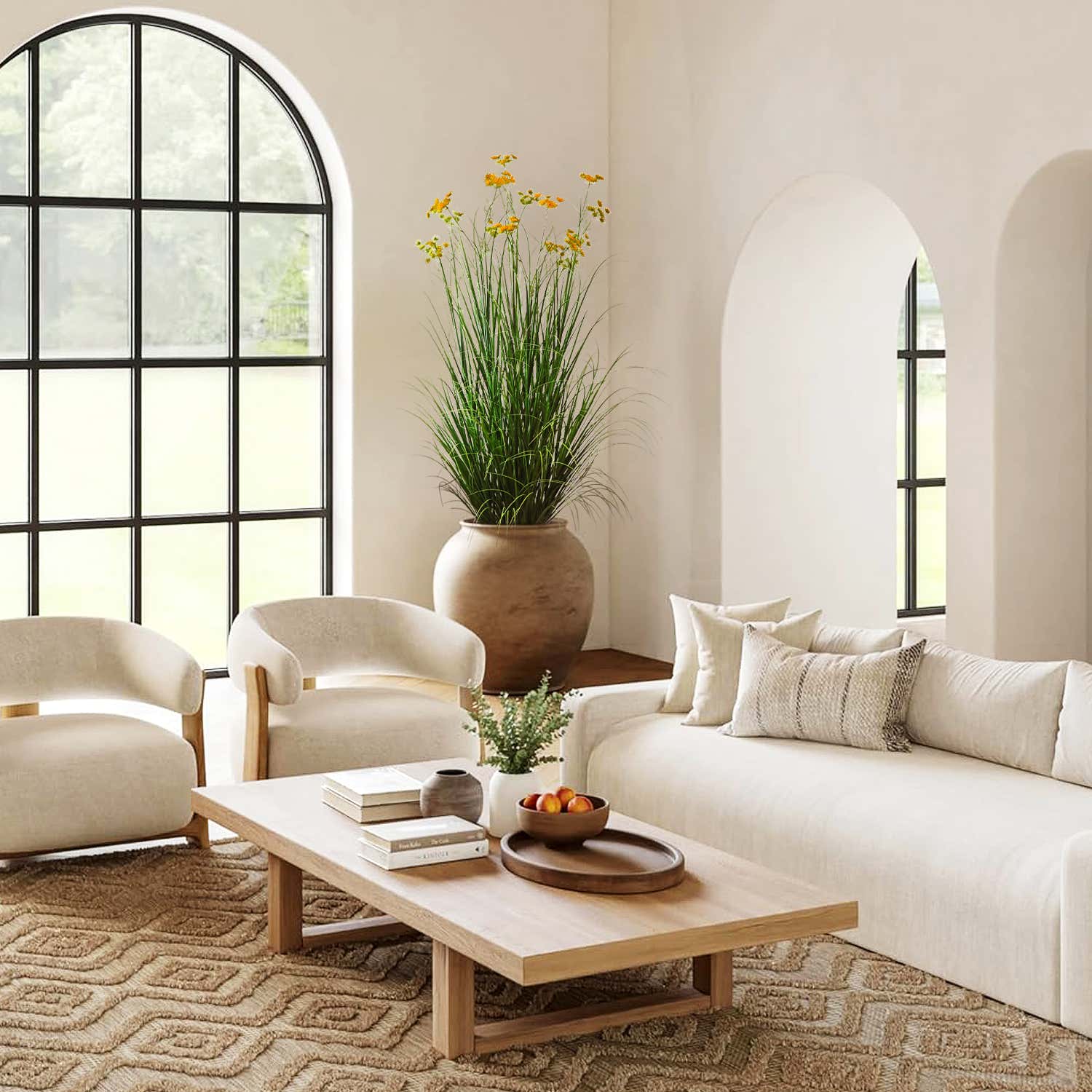 Künstliche Karottenblüte mit 18 Köpfen und gebogenem Zwiebelgras-Bonsai, 22,9 cm hoch