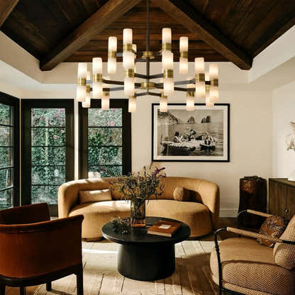 Moral Alabaster Round chandelier 37"D#Finish_Gold