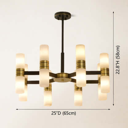 Moral Alabaster Round Chandelier 25"D#Finish_Gold