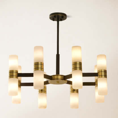 Moral Alabaster Round Chandelier 25"D#Finish_Gold
