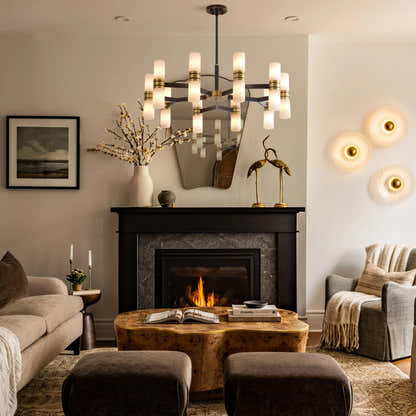 Moral Alabaster Round Chandelier 25"D#Finish_Gold