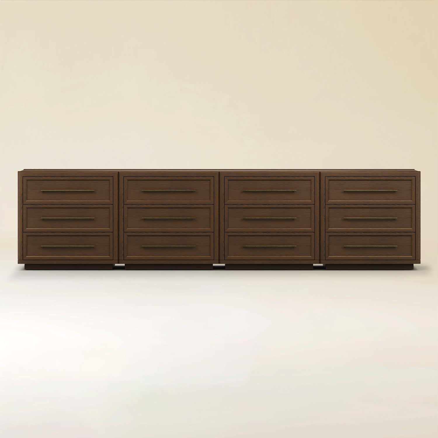 Alvar 126″ Oak 12-Drawer Chest(Set of 4)