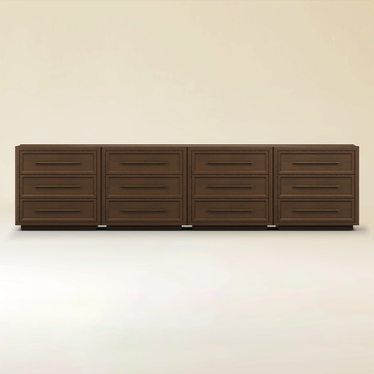 Alvar 126″ Eichenkommode mit 12 Schubladen (4er-Set)