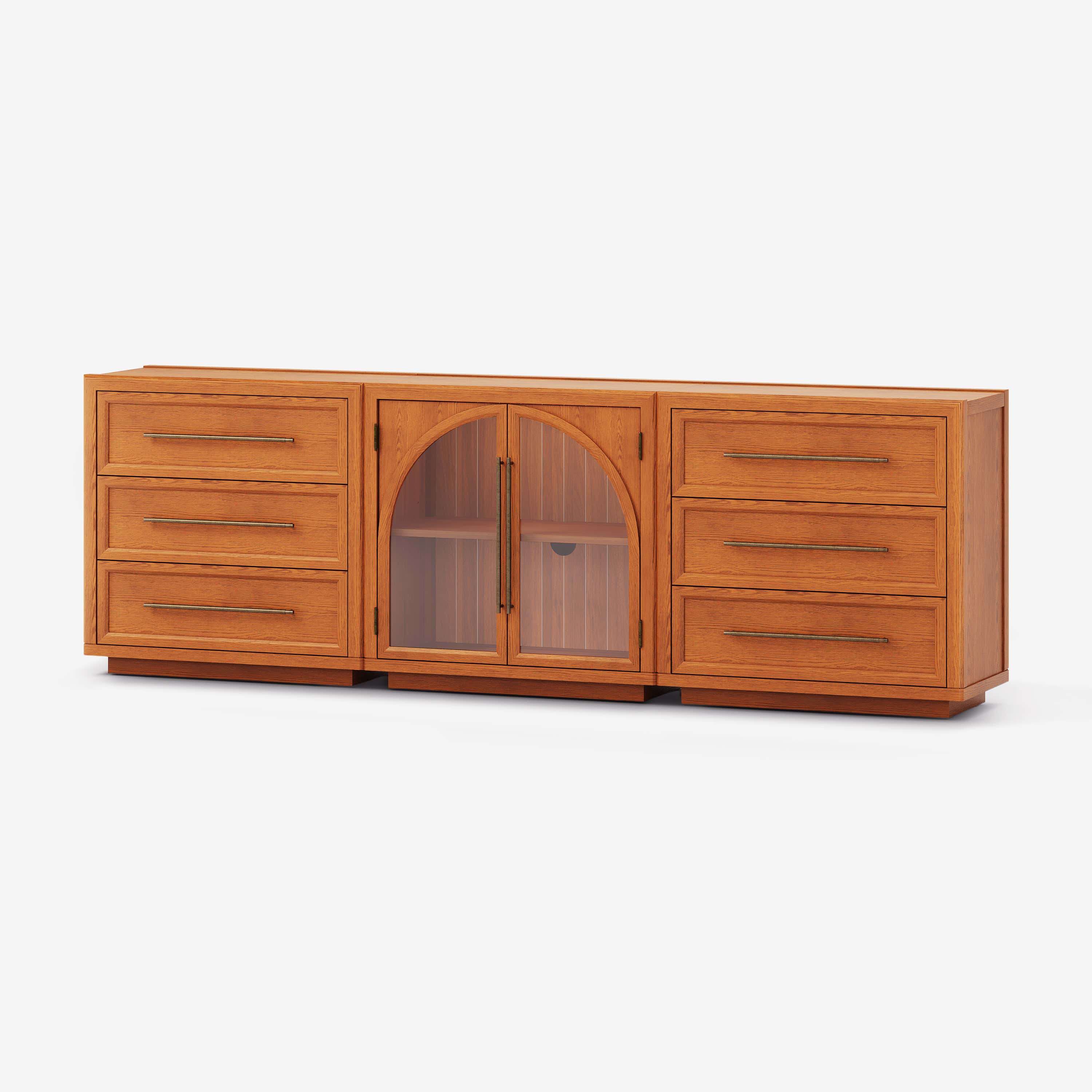 Alvar Arched 94.5″ Oak Modular Media Console(Set of 3)
