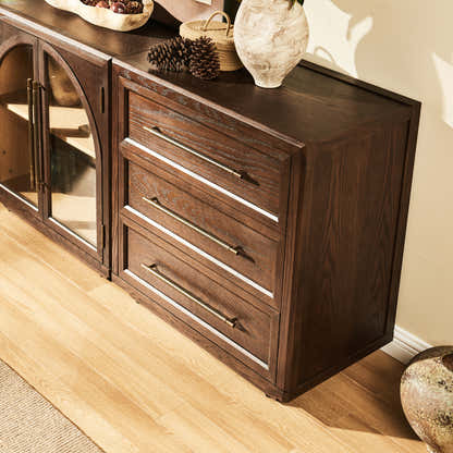 Alvar Arched 94.5″ Oak Modular Media Console(Set of 3)