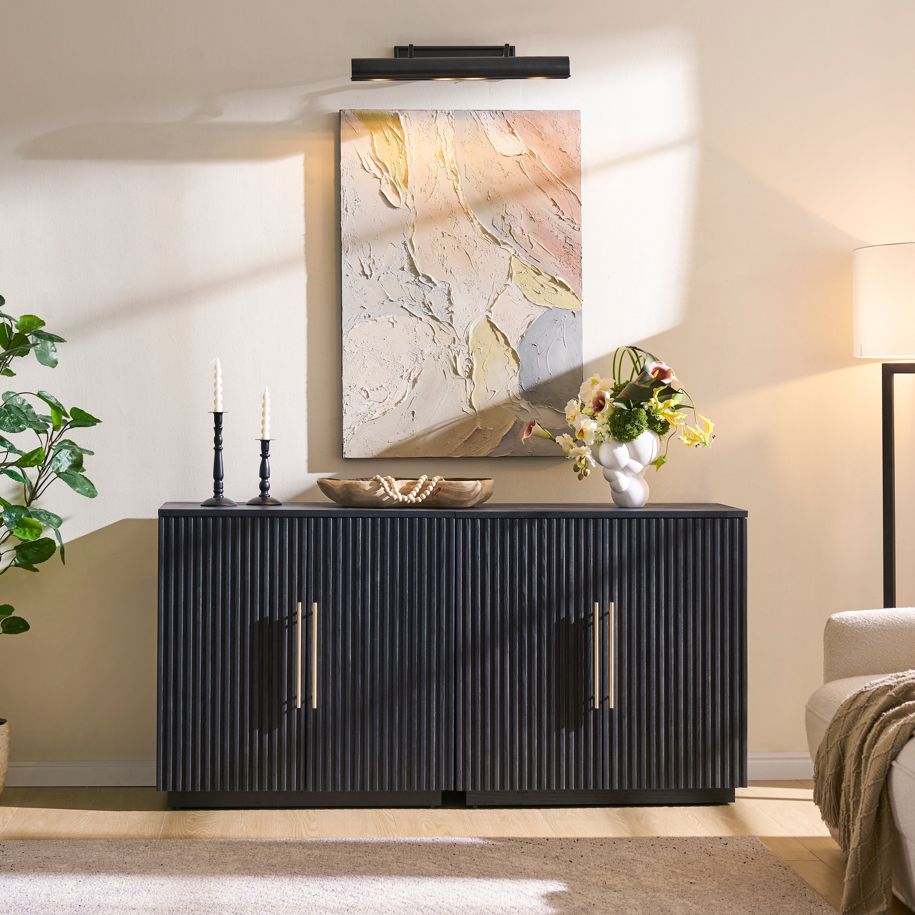 Holt 63″ Medienkonsole aus Eiche (2er-Set) 