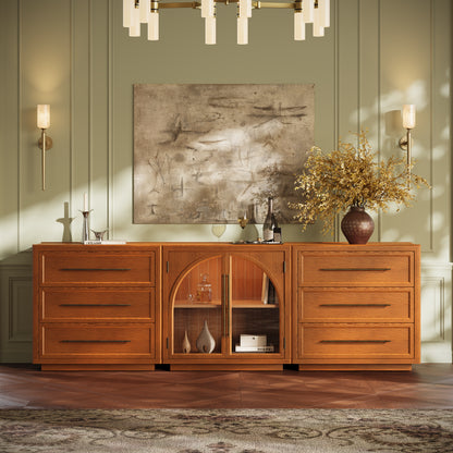 Alvar Arched 94,5″ Modulare Medienkonsole aus Eiche (3er-Set)