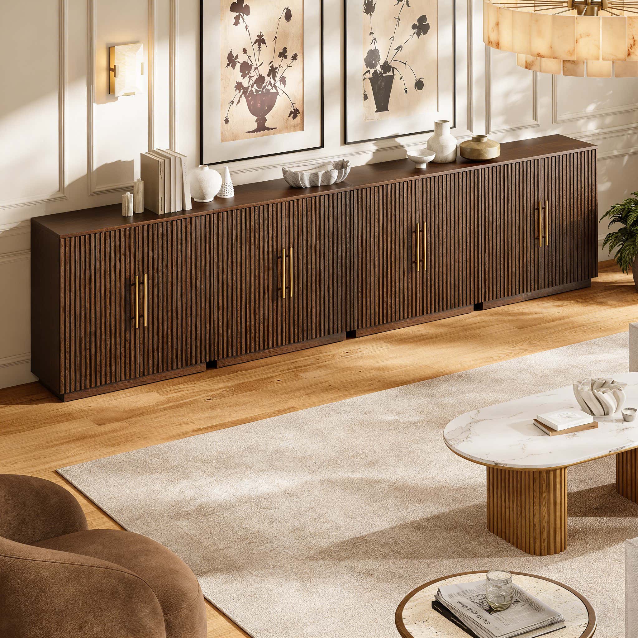 Holt 126″ Medienkonsole aus Eiche (4er-Set) 