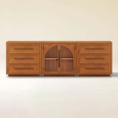 Alvar Arched 94.5″ Oak Modular Media Console(Set of 3)