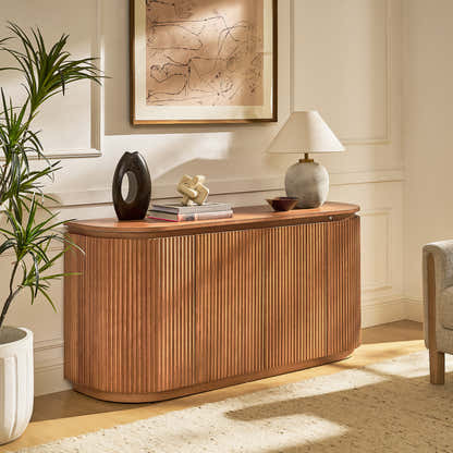 Ewan Oak Media Console And Sideboard Set