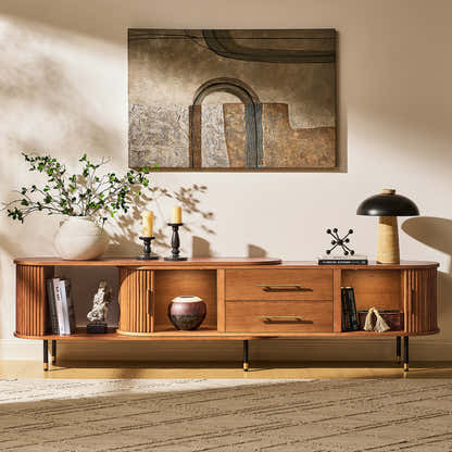 Ewan Oak Media Console And Sideboard Set