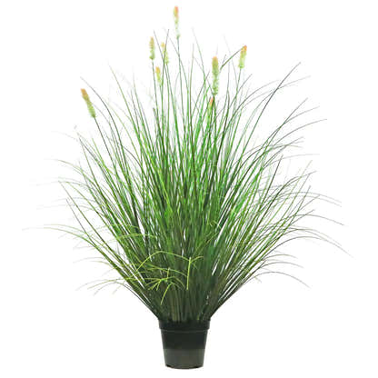 Künstliches 8-köpfiges kurzes Kieferngras mit gebogenem Zwiebelgras-Bonsai, 5,5 Zoll hoch