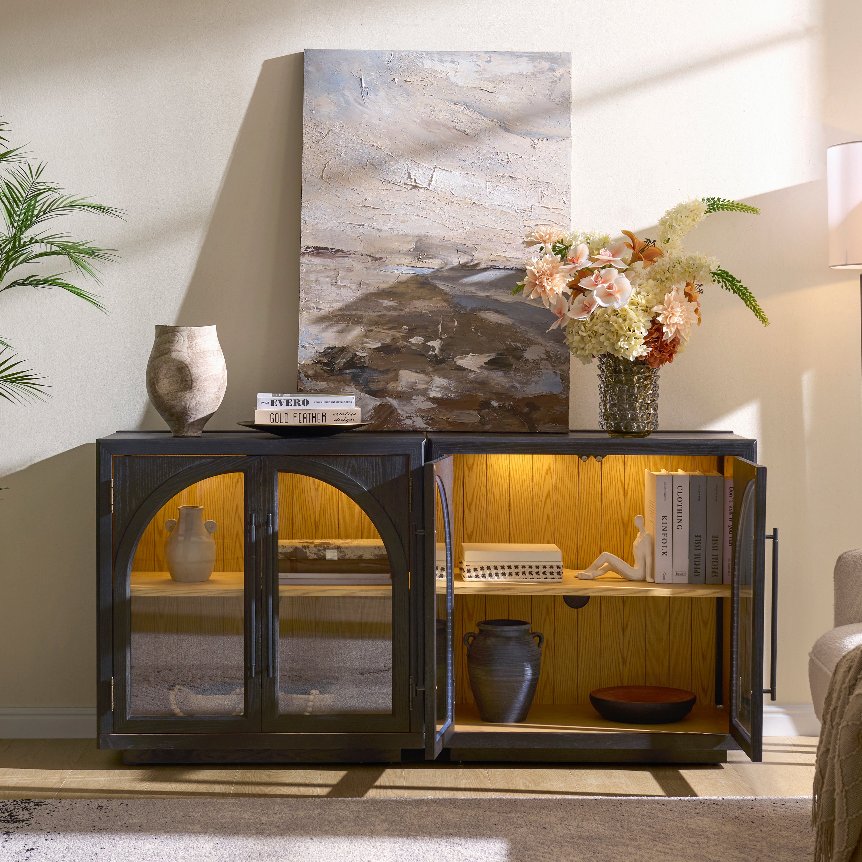 Alvar Arched 63″ Medienkonsole aus Eiche (2er-Set)