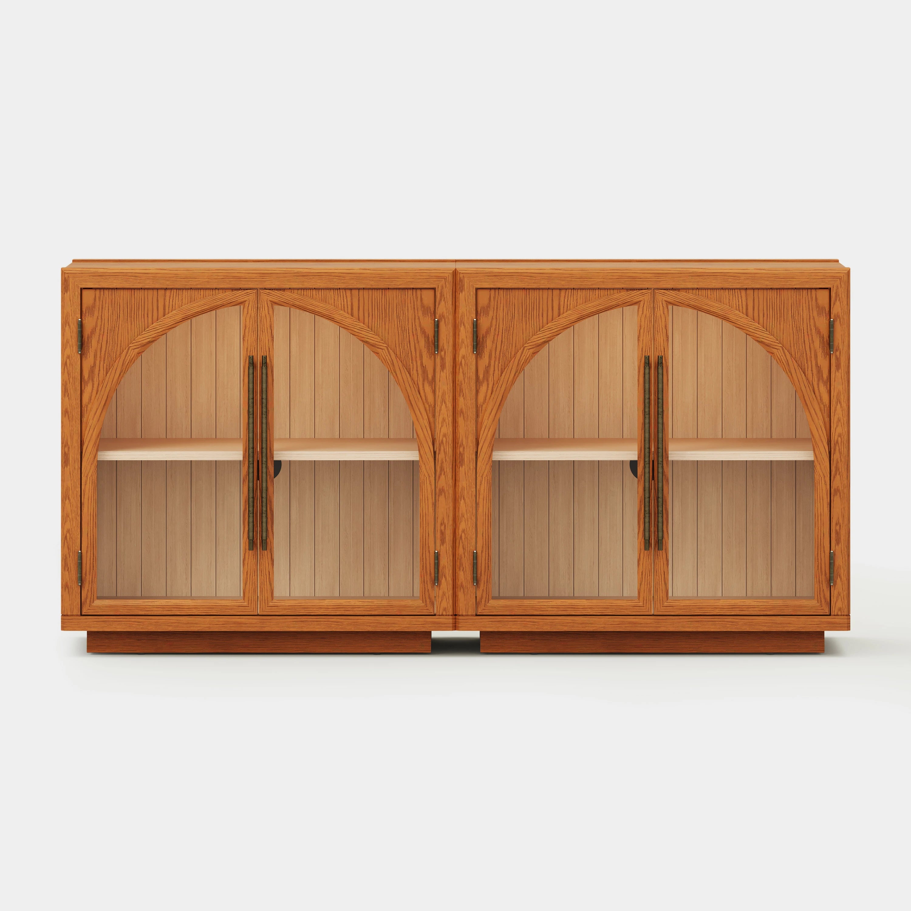 Alvar Arched 63″ Oak Media Console(Set of 2)