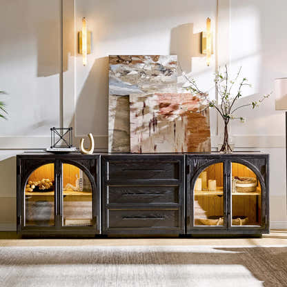 Alvar Arched 94,5″ Modulare Medienkonsole aus Eiche (3er-Set)