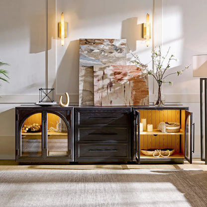 Alvar Arched 94,5″ Modulare Medienkonsole aus Eiche (3er-Set)