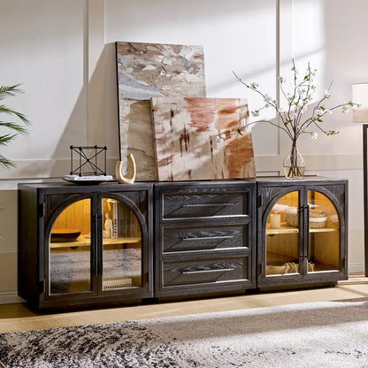 Alvar Arched 94,5″ Modulare Medienkonsole aus Eiche (3er-Set)