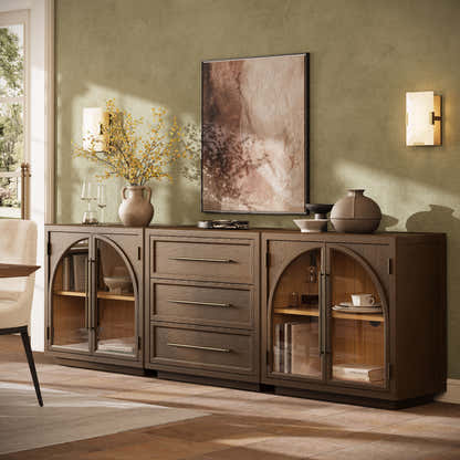 Alvar Arched 94,5″ Modulare Medienkonsole aus Eiche (3er-Set)