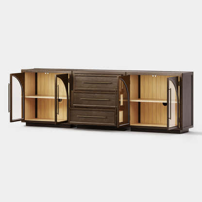 Alvar Arched 94,5″ Modulare Medienkonsole aus Eiche (3er-Set)