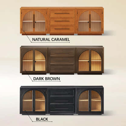 Alvar Arched 94,5″ Modulare Medienkonsole aus Eiche (3er-Set)