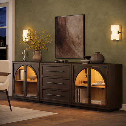 Alvar Arched 94,5″ Modulare Medienkonsole aus Eiche (3er-Set)