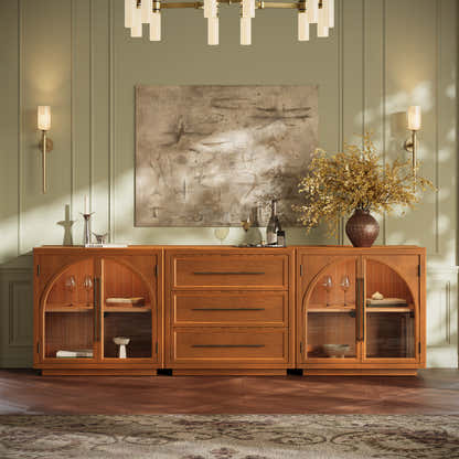 Alvar Arched 94,5″ Modulare Medienkonsole aus Eiche (3er-Set)