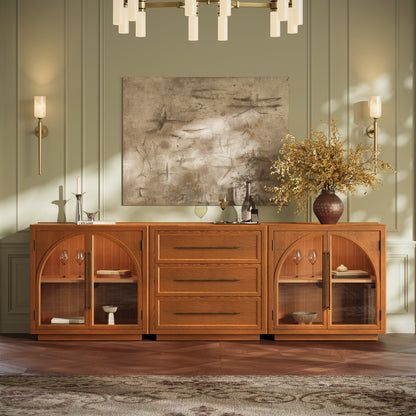 Alvar Arched 94,5″ Modulare Medienkonsole aus Eiche (3er-Set)