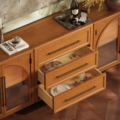 Alvar Arched 94,5″ Modulare Medienkonsole aus Eiche (3er-Set)