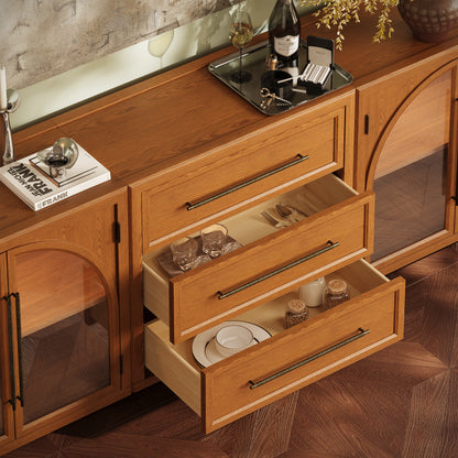 Alvar Arched 94,5″ Modulare Medienkonsole aus Eiche (3er-Set)