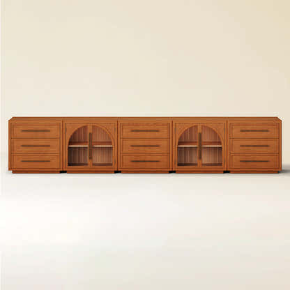 Alvar Arched 157.5″ Oak Modular Media Console(Set of 5)