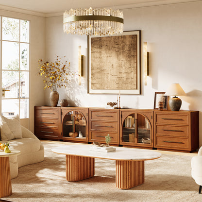 Alvar Arched 157,5″ Modulare Medienkonsole aus Eiche (5er-Set)