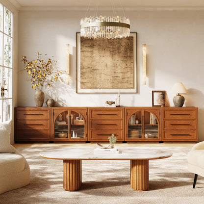 Alvar Arched 157,5″ Modulare Medienkonsole aus Eiche (5er-Set)