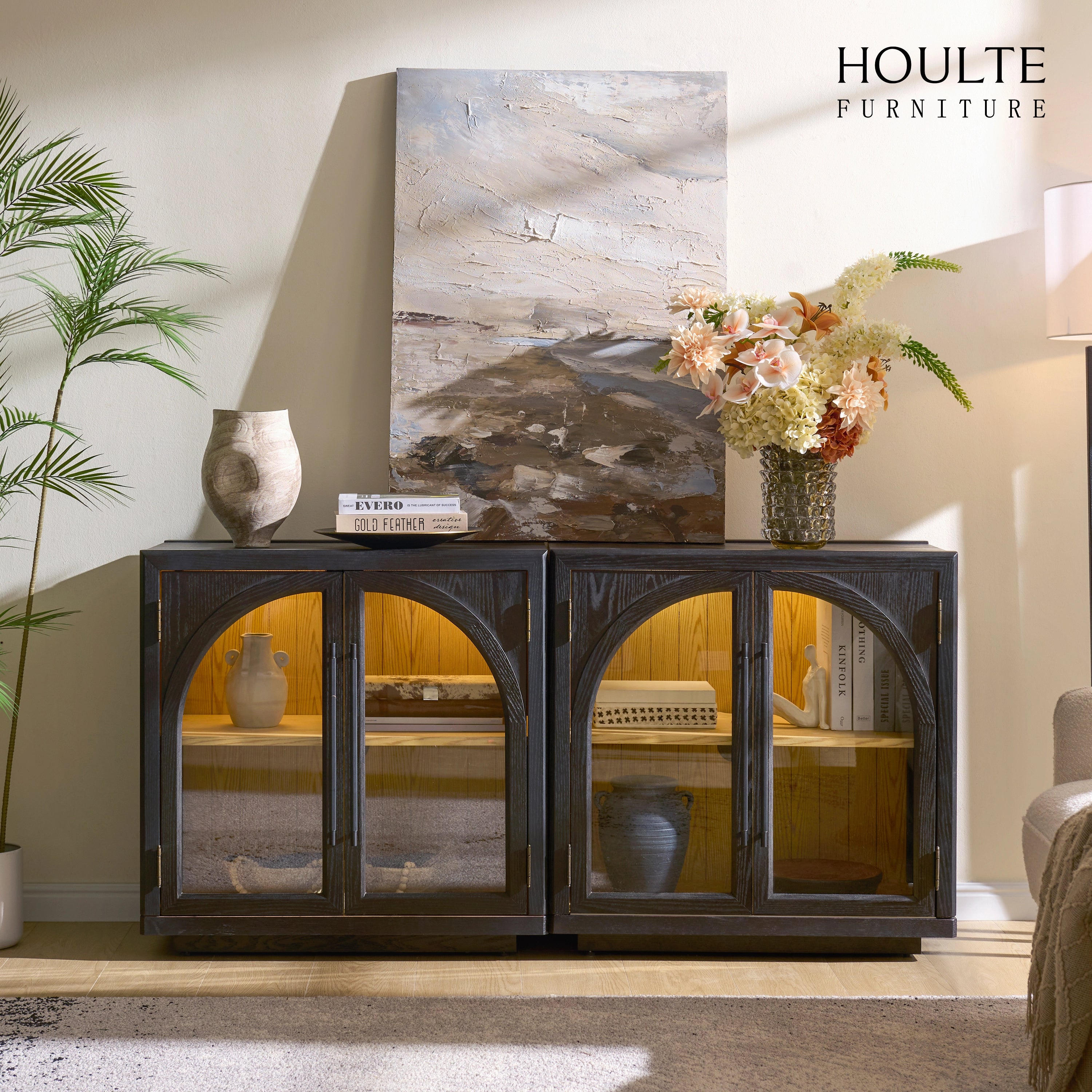 Alvar Arched 63″ Medienkonsole aus Eiche (2er-Set)