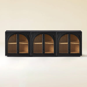 Alvar Arched 95″ Oak Media Console(Set of 3)