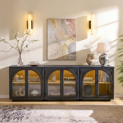 Alvar gewölbte 94,5-Zoll-Medienkonsole aus Eiche (3er-Set)