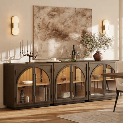 Alvar gewölbte 94,5-Zoll-Medienkonsole aus Eiche (3er-Set)