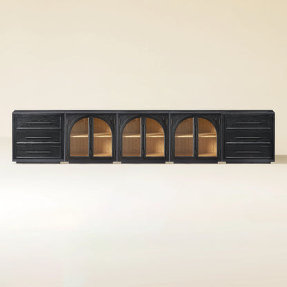 Alvar Arched 157,5″ Modulare Medienkonsole aus Eiche (5er-Set)